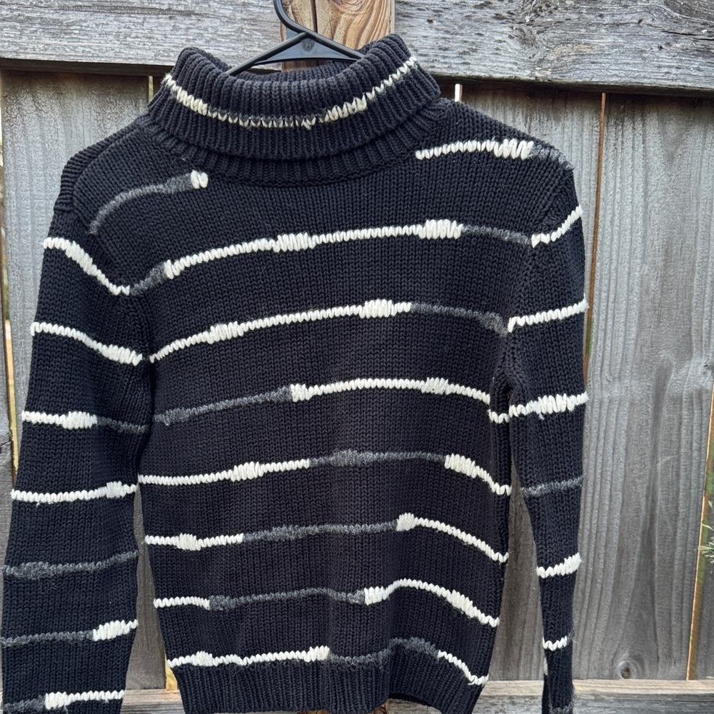 Talbots Black and White Turtleneck Sweater
